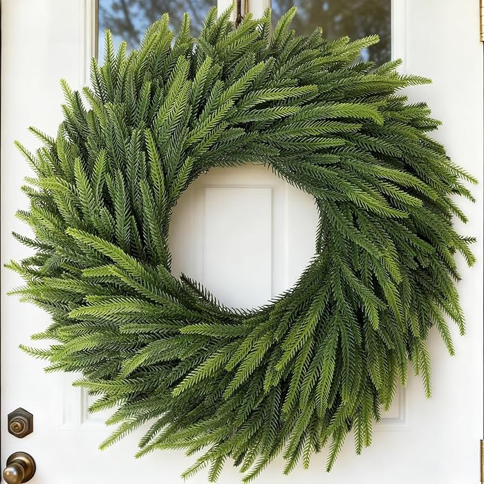 26" Large Christmas Norfolk Pine Wreath - Artificial Christmas Wreaths Faux Pine Needles Fake Gre... | Amazon (US)