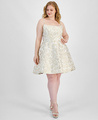 Trendy Plus Size Scoop-Neck Jacquard Dress | Macy's