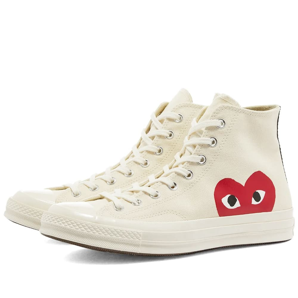 Comme des Garçons Play Men's x Converse Chuck Taylor 1970s Hi-Top Sneakers in Beige, Size UK 7 | END. Clothing