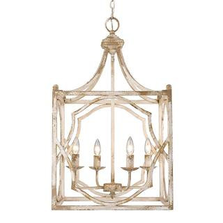Golden Lighting Laurent Collection 4-Light Antique Ivory Pendant 0885-4P AI | The Home Depot