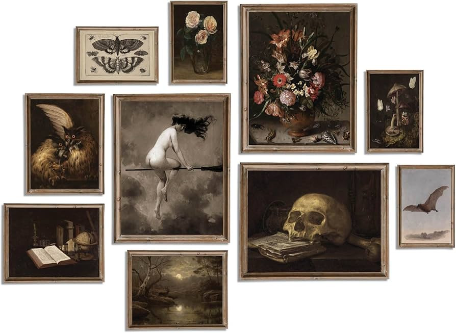 uniro Dark Academia Room Decor, Gothic Wall Decor, Vintage Witchy Decor Aesthetic Dark Academia W... | Amazon (US)