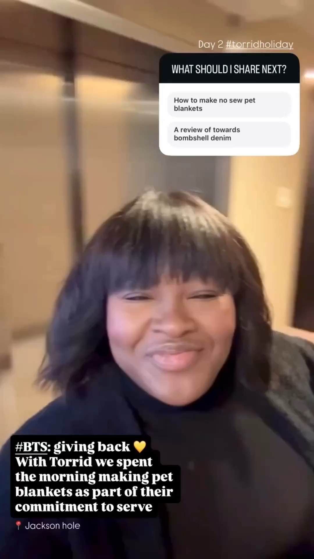 Day 2 #torridholiday 📍 Jackson hole #BTS: giving back 💛
With Torrid we spent the morning making pet blankets as part of their commitment to serve