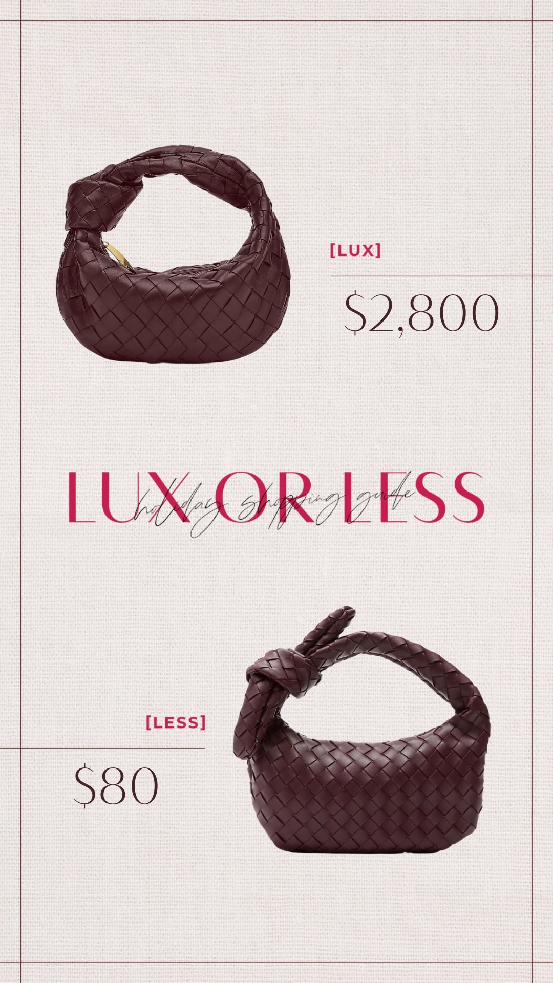  This week’s Luxe or Less: Bag 🖤

 

#LTKHoliday #LTKStyleTip #LTKSeasonal