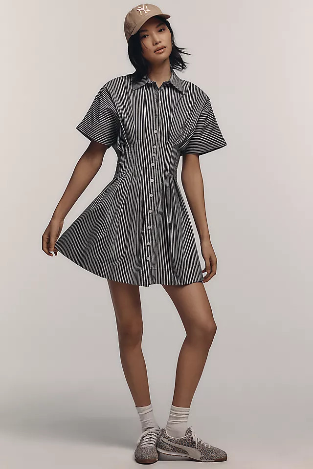 The Tobie Button-Front Pleated Shirt Dress by Exquise: Mini Edition | Anthropologie (US)