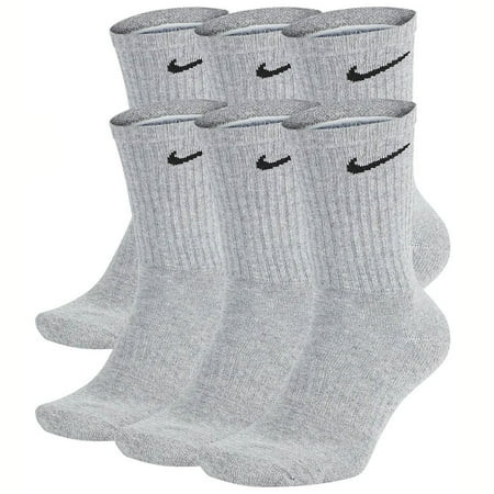 Nike Everyday Cushion Crew Socks, Unisex Nike Socks, Dark Grey Heather/Black, M (Pack of 6 Pairs of Socks) | Walmart (US)