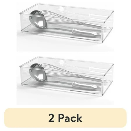 (2 pack) The Home Edit Wide XL Drawer Insert Cabinet Organizer, Clear, 12.5" x 3.12" x 2.95" | Walmart (US)