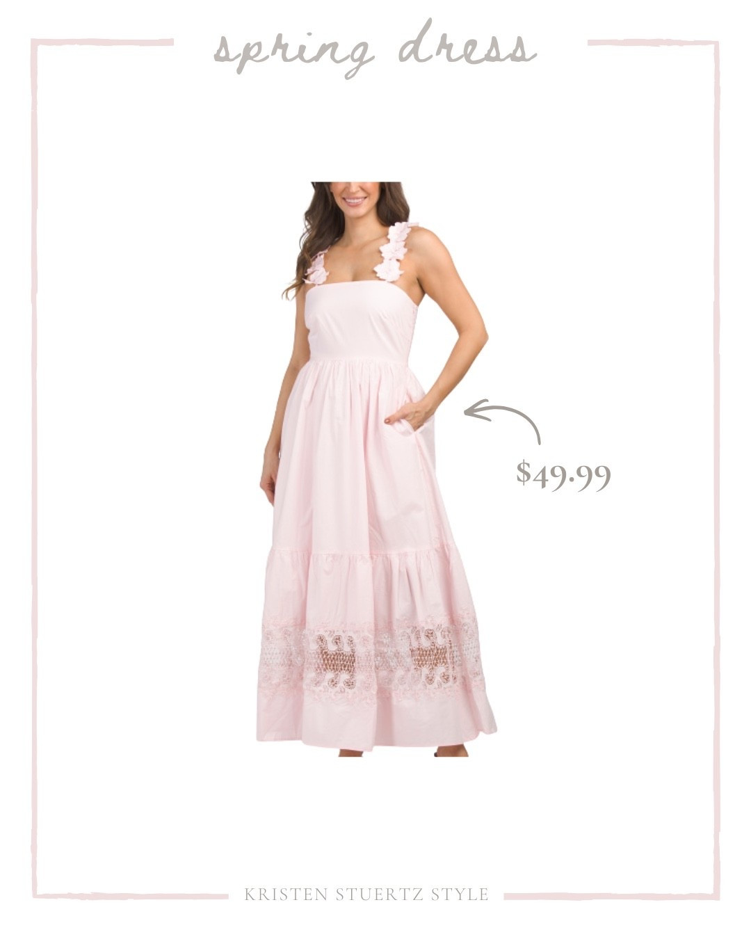A sweet maxi dress under $50! 

@ltk 

#date night outfits #spring outfits 2026 #spring dresses #vacation outfits beach #resort wear 2026 #travel outfits #ltkshoecrush

#LTKTall #LTKootd #LTKTravel #LTKOver40