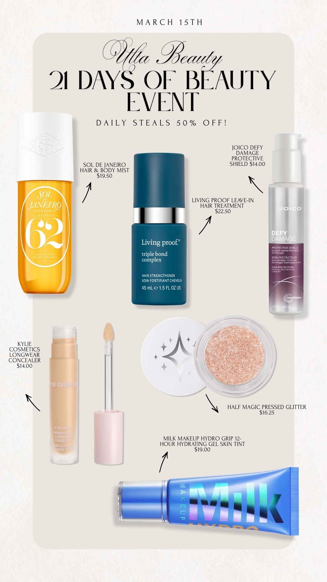 Ulta Beauty 21 days of Beauty Event is happening right now under 3/26! Get 50% off of daily steals! 

Ulta Beauty, Sale Alert, 21 DOB, 21 Days of Beauty, 21 Days of Beauty Event, Beauty, Makeup, Skincare, Haircare, Sale, Emily Ann Gemma

#LTKSaleAlert #LTKSpringSale #LTKBeauty