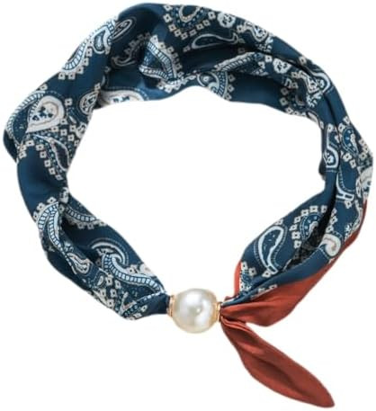 MIFYNN Silk Scarf Necklace for Woman Trendy Black and white Scarf Necklace with Charm Formal Cost... | Amazon (US)