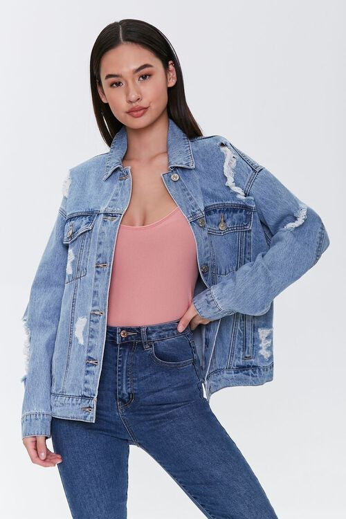 Distressed Boyfriend Denim Jacket | Forever 21 (US)