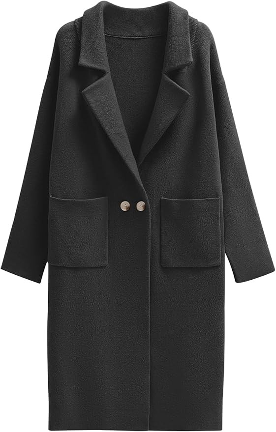 Caracilia Womens Long Cardigan Sweaters Fall Oversized Open Front Knit Jacket Lapel Dressy Coatig... | Amazon (US)