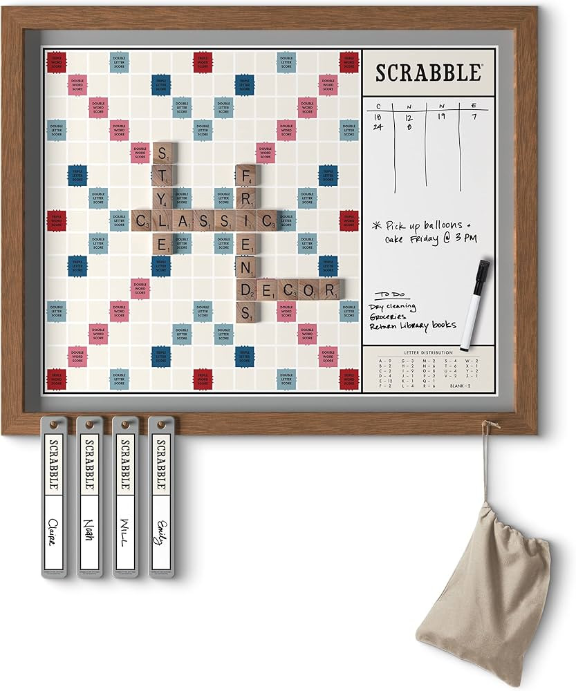 WS Game Company Scrabble Deluxe Vintage 2-in-1 Wall Edition with Dry Erase Message Board | Amazon (US)