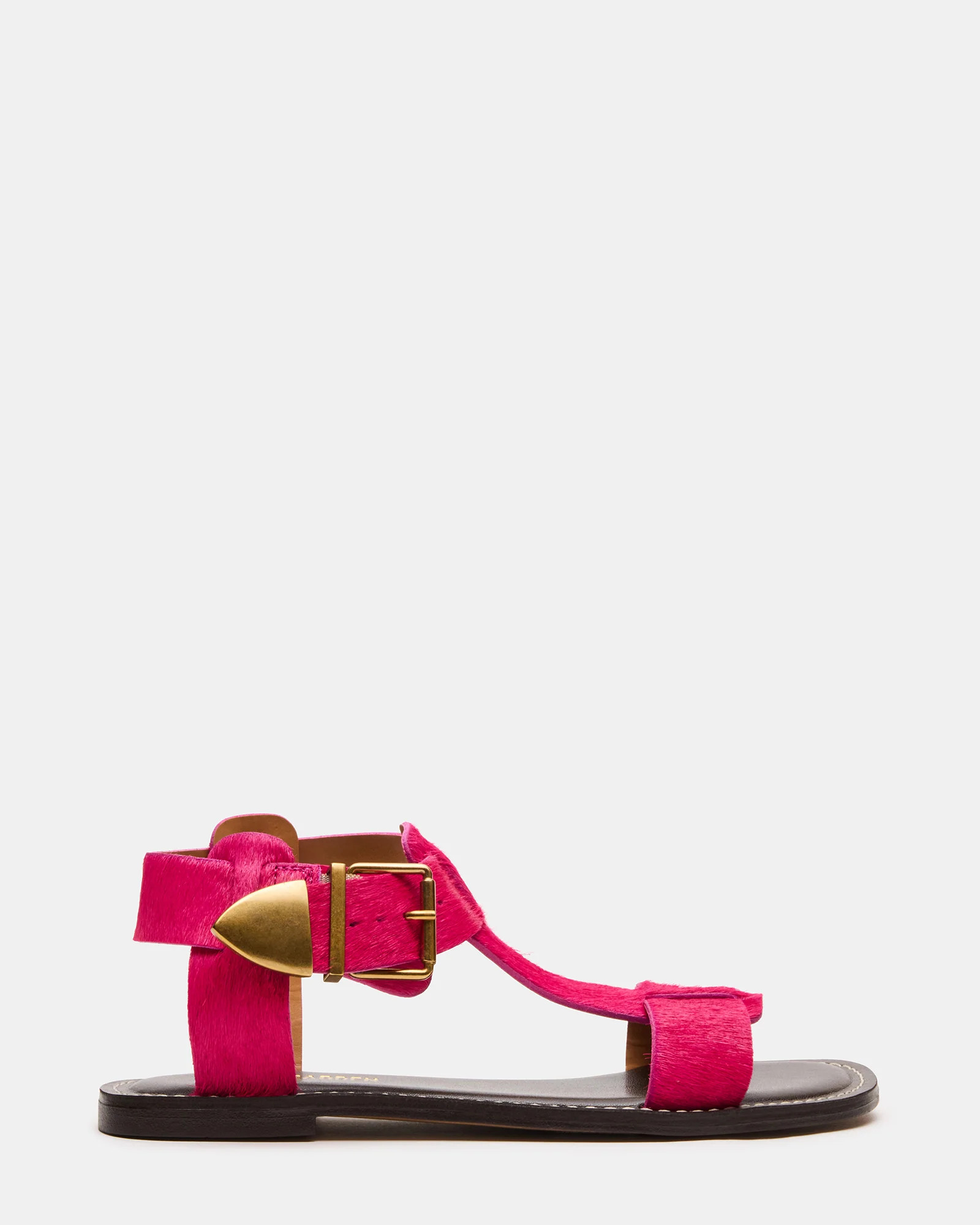 BRAZINN Hot Pink Strappy Flat Sandal Women's Sandal | Steve Madden (US)