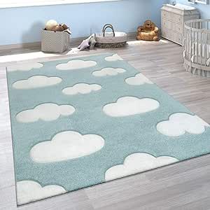 Modern Kids Rug with Clouds in Blue Pastel for Nursery, Size: 3'11" x 5'7" | Amazon (US)