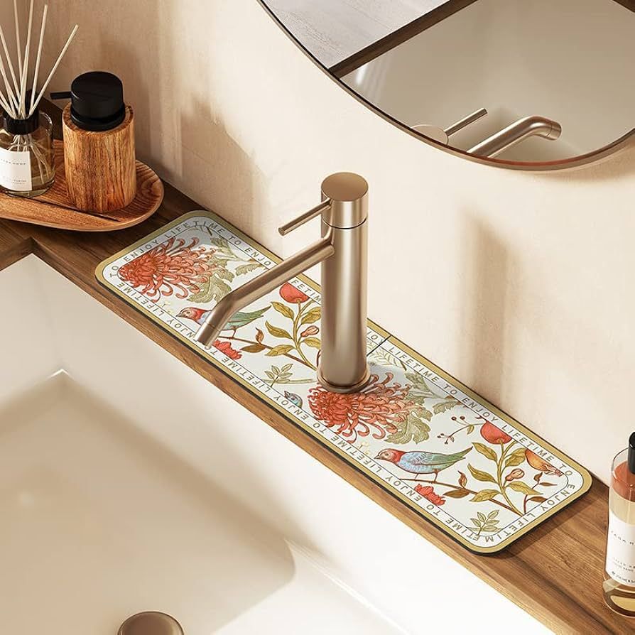 Fantasy Style Faucet Draining Mat, Diatom Mud Faucet Non-Slip Drain Pad Sink Mat, Drying Mat for ... | Amazon (US)