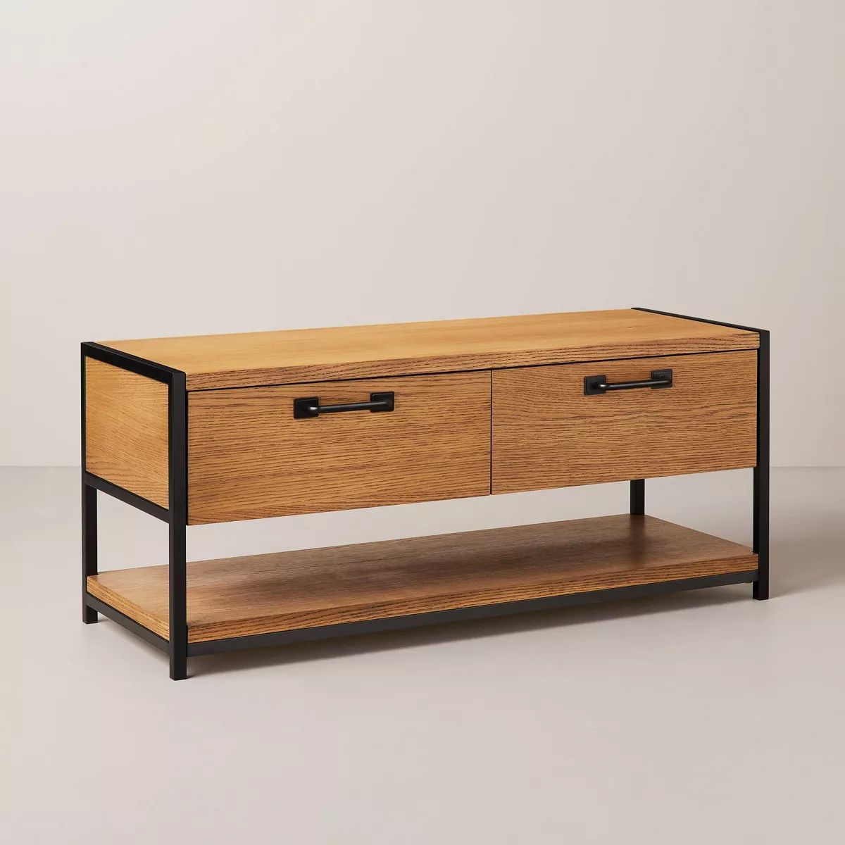 Modular Entryway Storage Bench with Shelving - Aged Oak - Hearth & Hand™ with Magnolia | Target