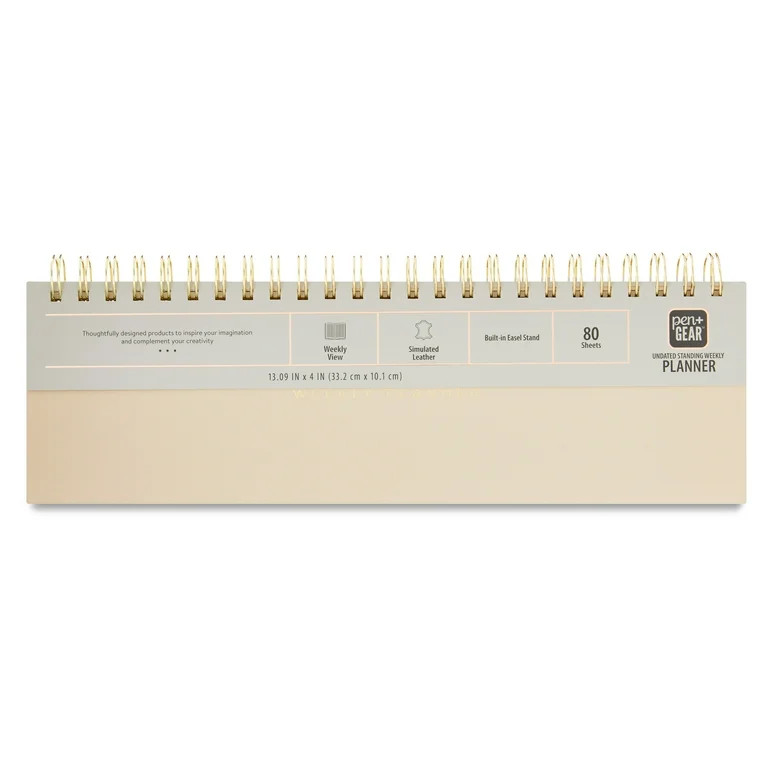 Pen+Gear Weekly Medium (13” x 4”) Dusky Taupe Undated Simulated Leather 80 Sheets Standup Pla... | Walmart (US)