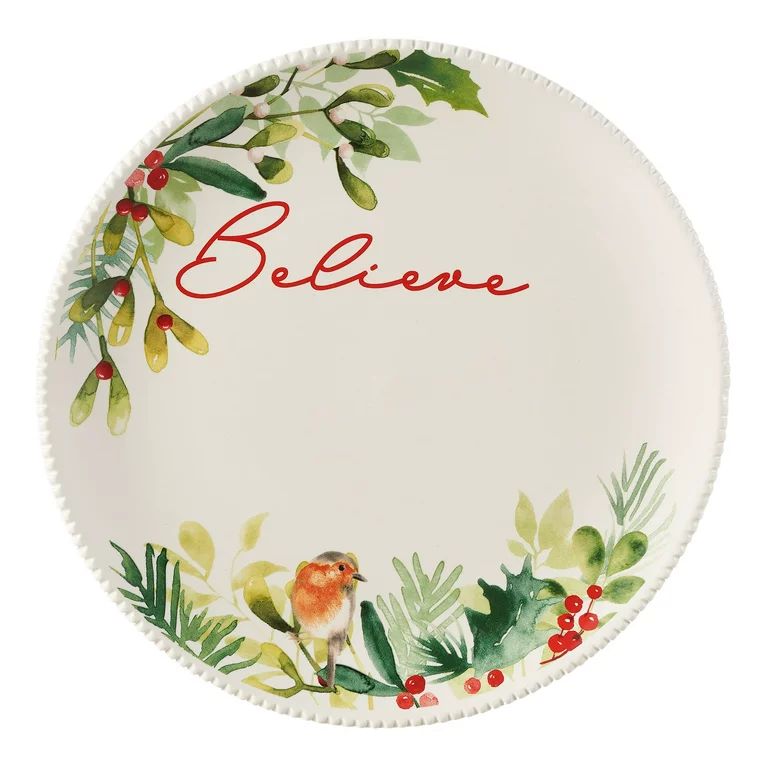 Better Homes & Gardens Winter Botanicals “Believe” Stoneware Round Salad Plate, 9.09” | Walmart (US)