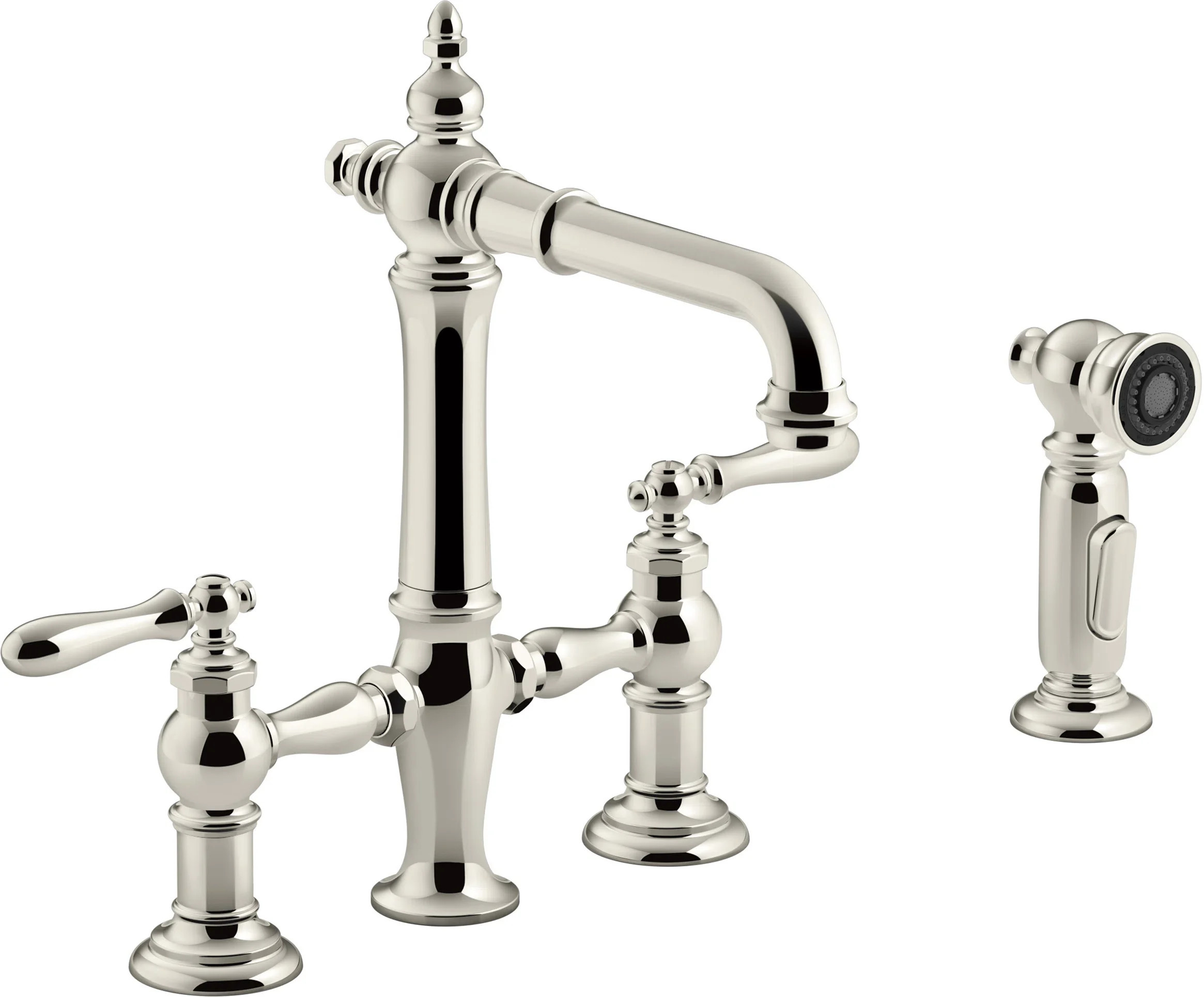 Artifacts® Bridge Faucet with Side Spray K-76520-4-SN | Wayfair North America