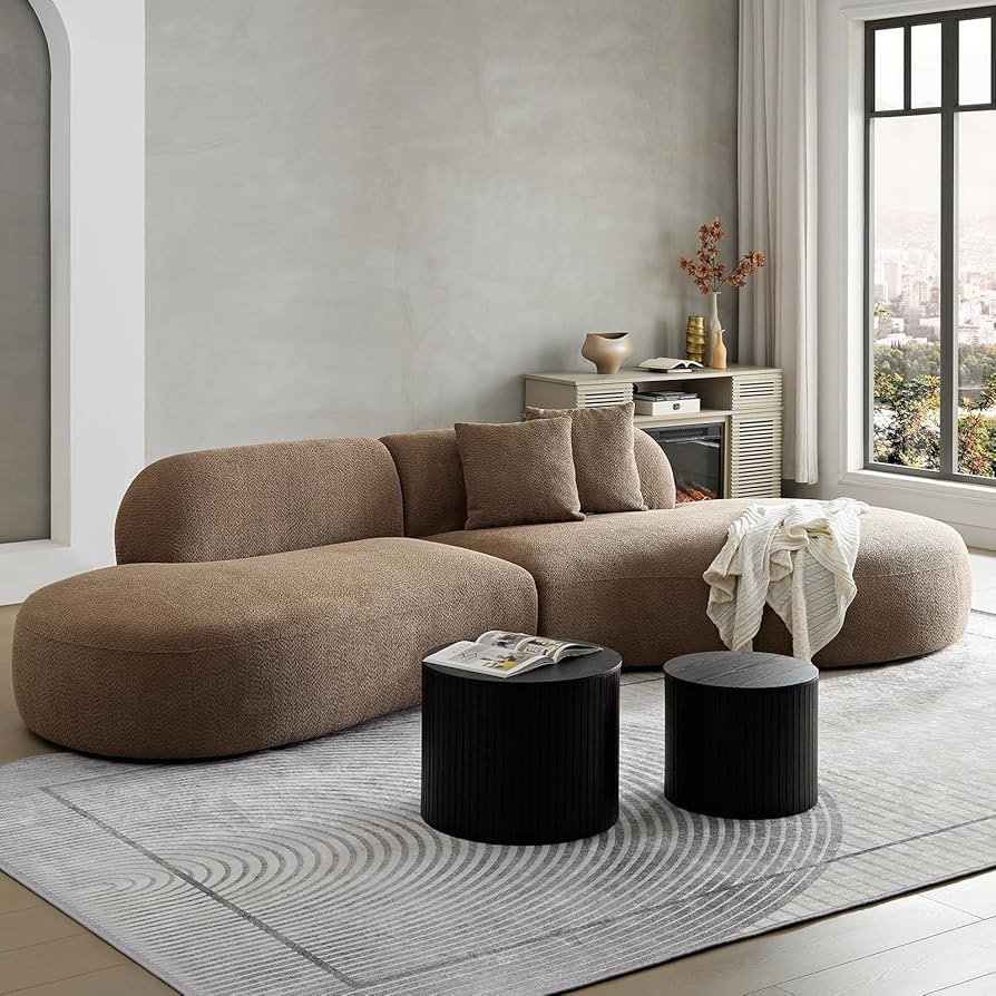 135‘’Curved Sectional Sofa, Multiple Seating Positions, Fabric Upholstery Couch for with Pill... | Amazon (US)