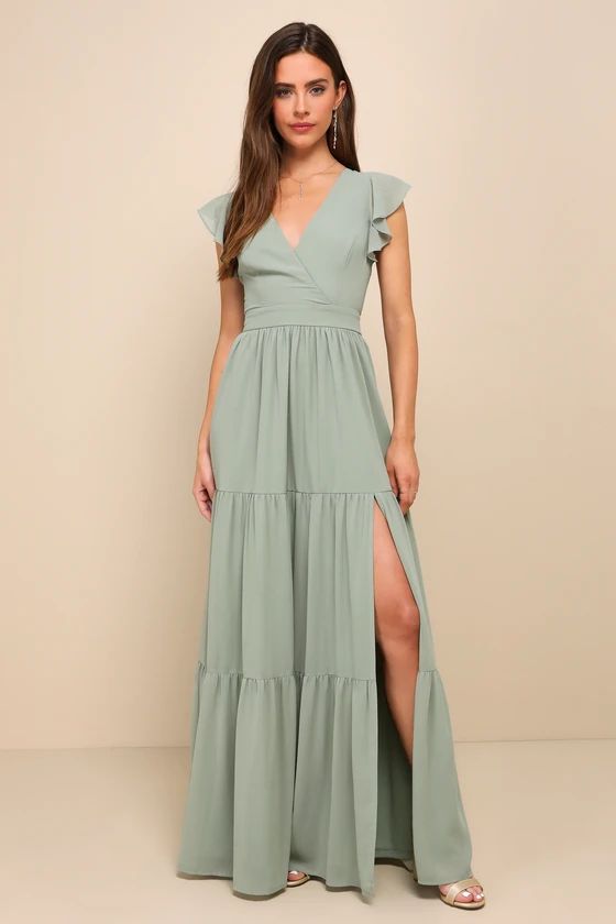Charming Success Sage Maxi Dress Sage Dress Sage Green Dress Light Green Dress Long Green Dress | Lulus