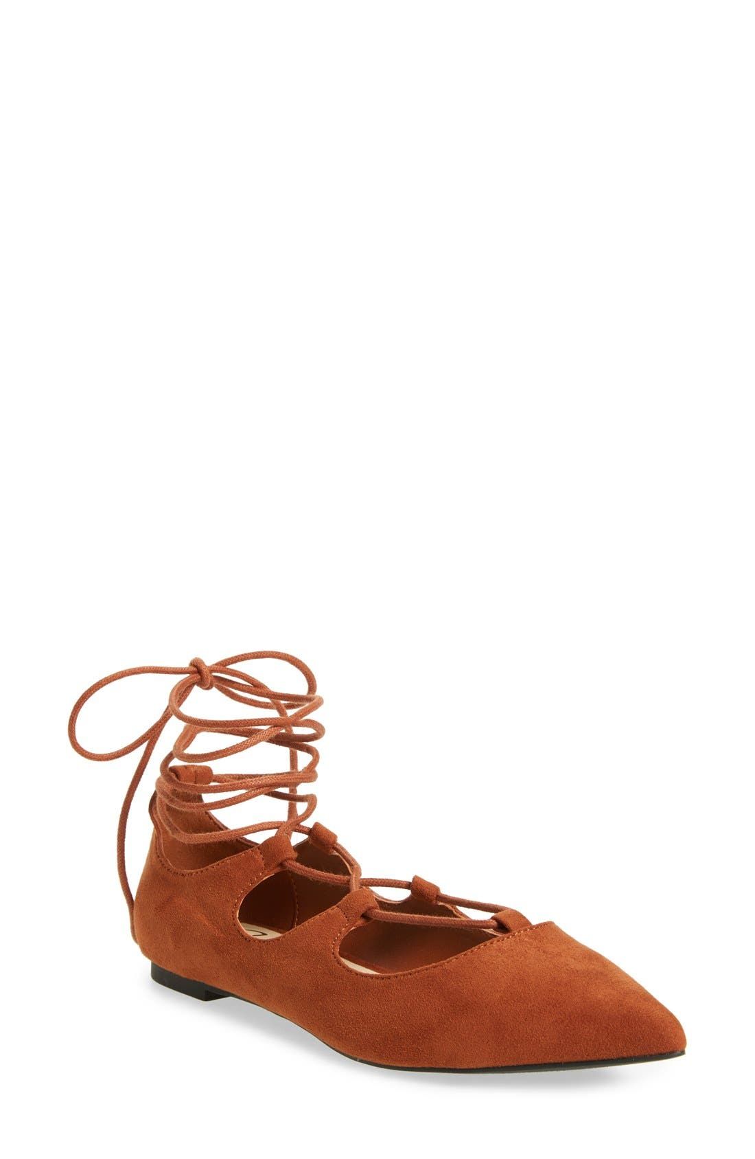 'Rian' Ghillie Lace Pointy Toe Flat (Women) | Nordstrom