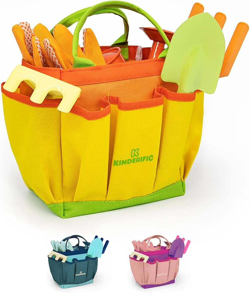 Kinderific Gardening Set, Tool Kit, for Toddlers and Kids 2 Years and up, STEM, Includes Tote Bag... | Amazon (US)