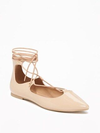 Pointed-Toe Lace-Up Flats for Women | Old Navy US