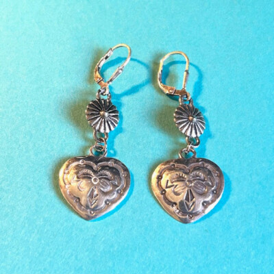 Vintage R Coriz  Sterling Silver Native American Navajo Heart Dangle Earrings  | eBay | eBay US