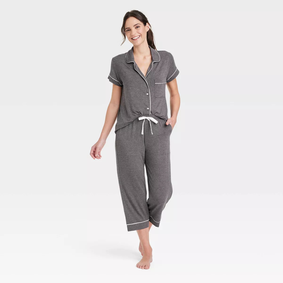 Women's Short Sleeve Notch Collar Top and Pants Pajama Set - Stars Above™ | Target