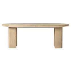 Ariane Coastal Beach Light Oak Oval Extendable Dining Table - 87-107"W | Kathy Kuo Home