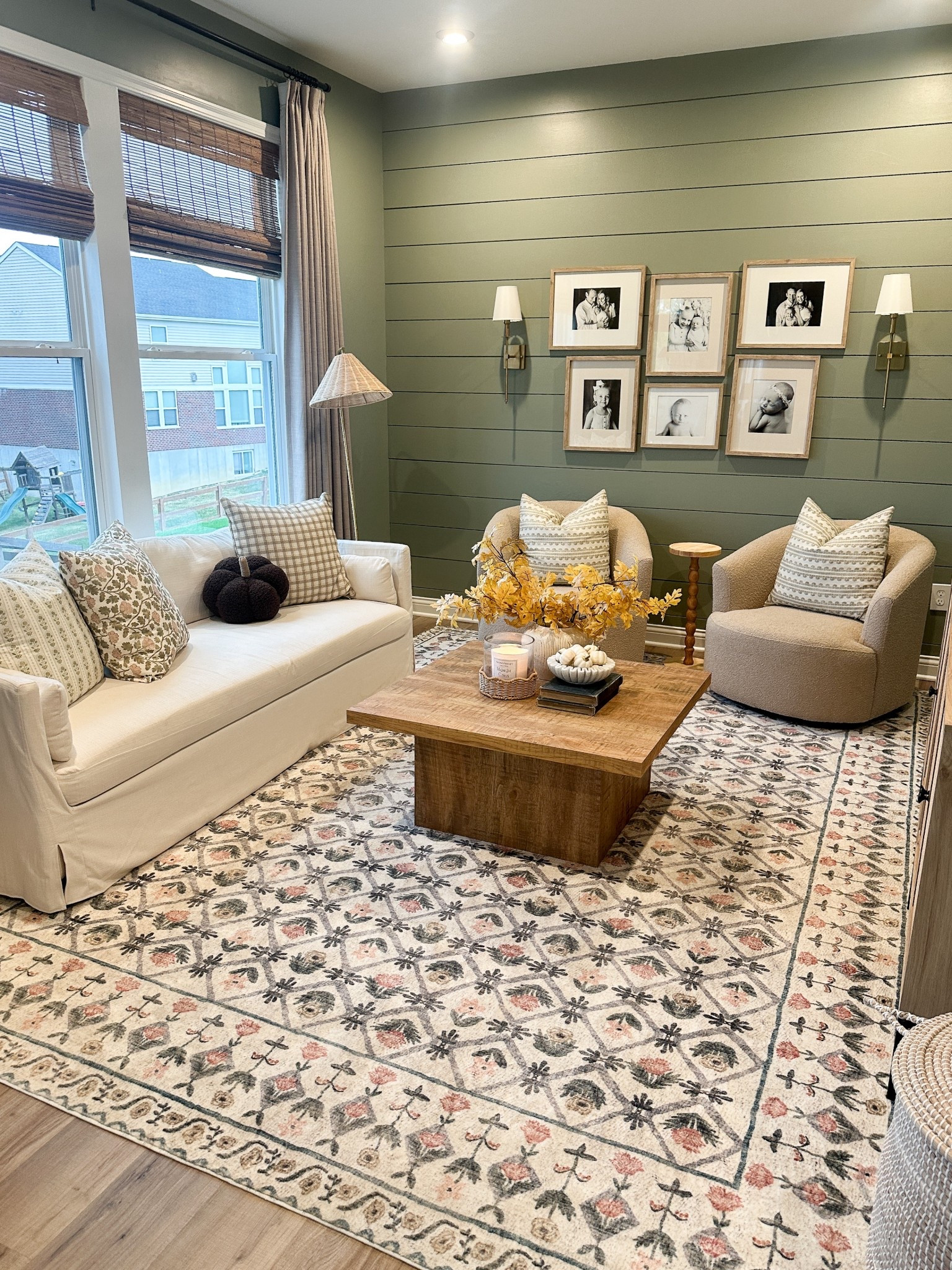 Small sitting room, cloud pile rug, budget couch, budget coffee table, fall decor  

#LTKSeasonal #LTKHome #LTKFallSale