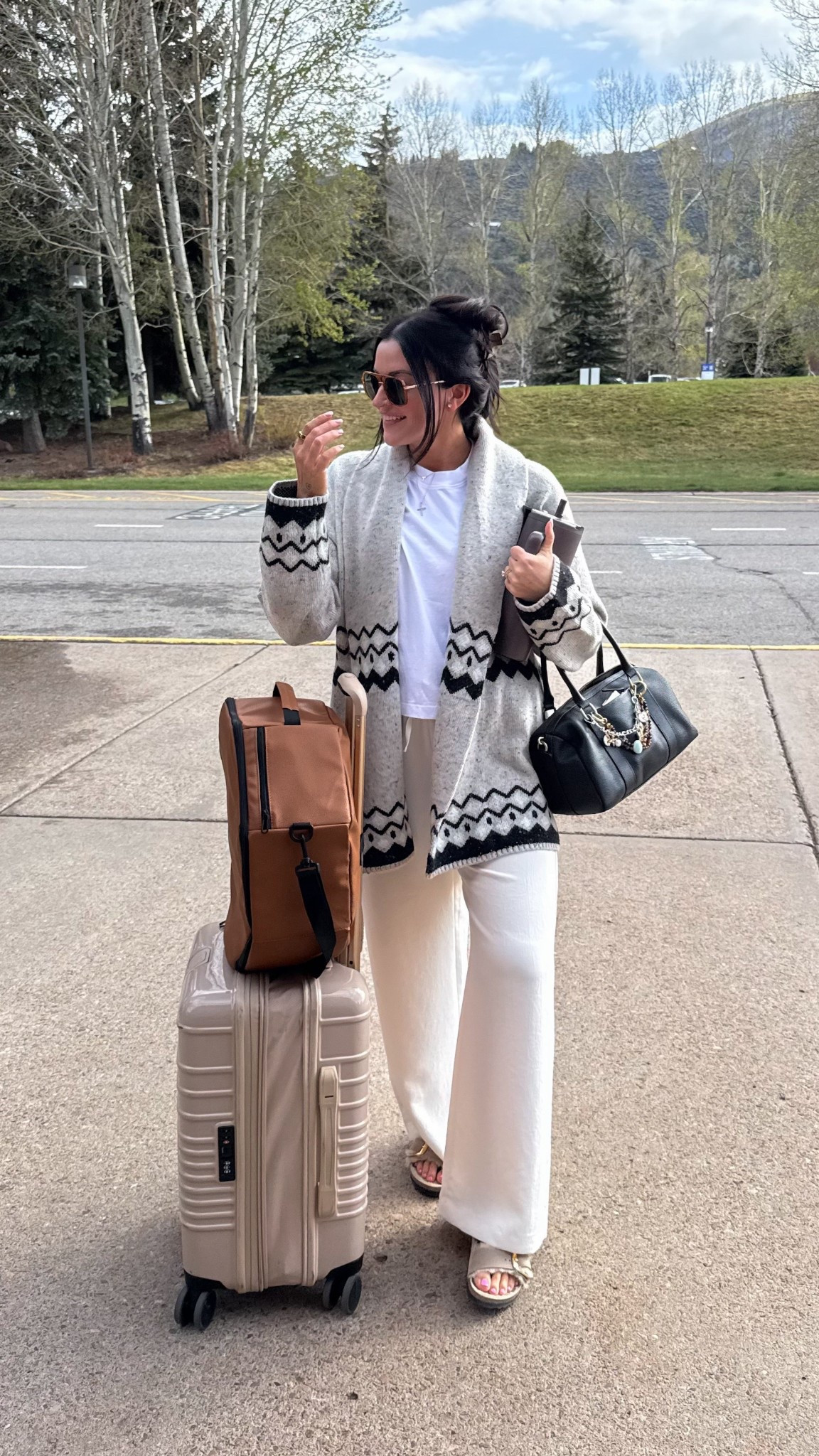 OOTD/essentials for my flight home from Aspen. These are the BEST travel pants. This hat carrier from Amazon worked perfectly btw! Used it as my carry-on 

#LTKootd #LTKTravel #LTKselfcare