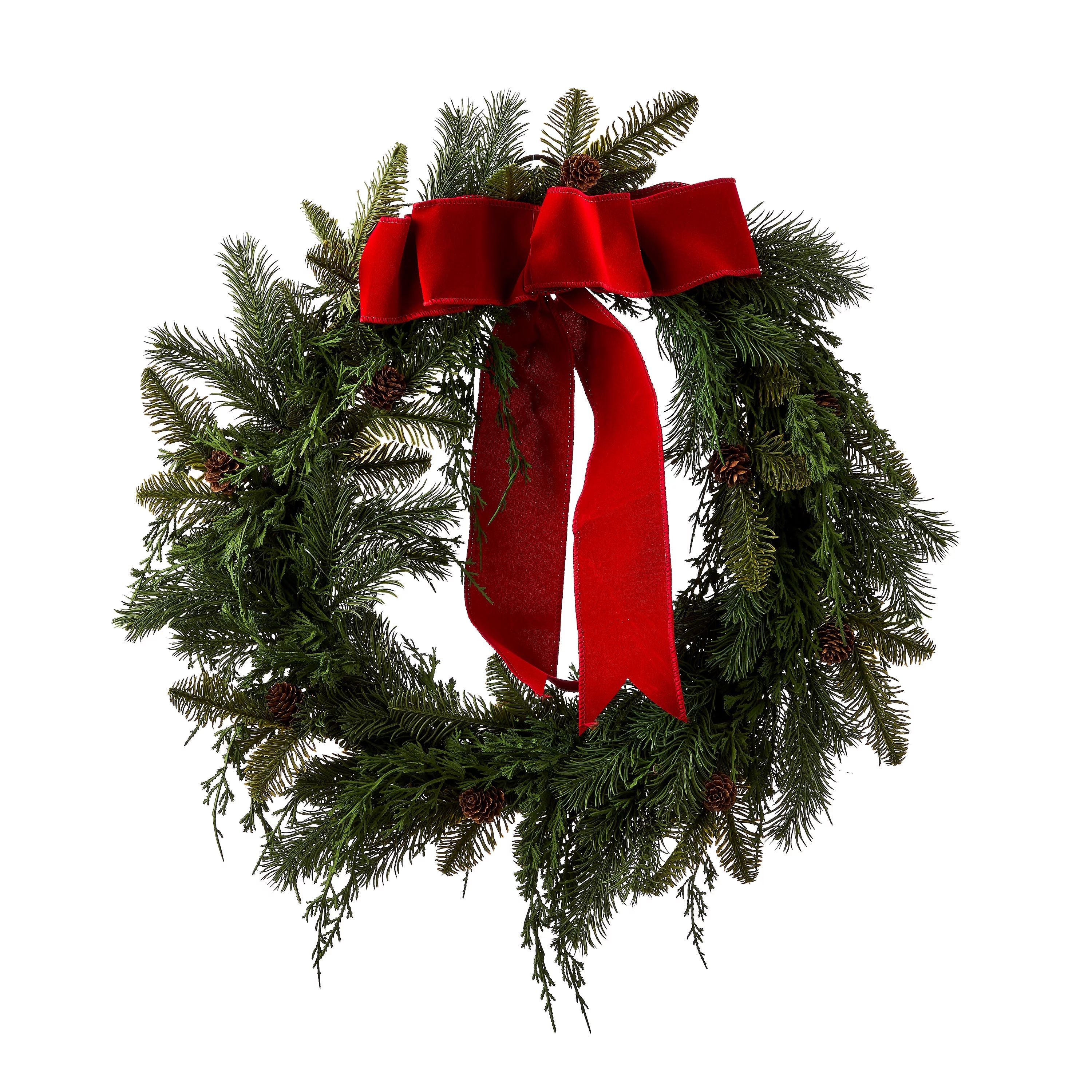 Christmas Red Bow Wreath, 22 in, by Holiday Time - Walmart.com | Walmart (US)