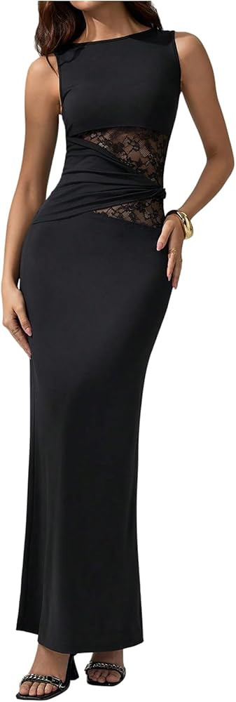 GORGLITTER Women's Lace Patchwork Maxi Dresses Elegant Classy Sleeveless Birthday Dinner Cocktail... | Amazon (US)