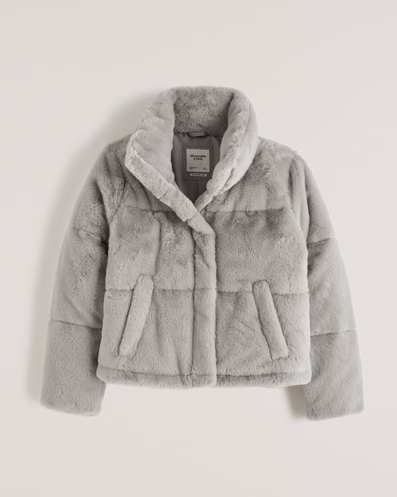 Women's A&F Faux Fur Mini Puffer | Women's Coats & Jackets | Abercrombie.com | Abercrombie & Fitch (US)