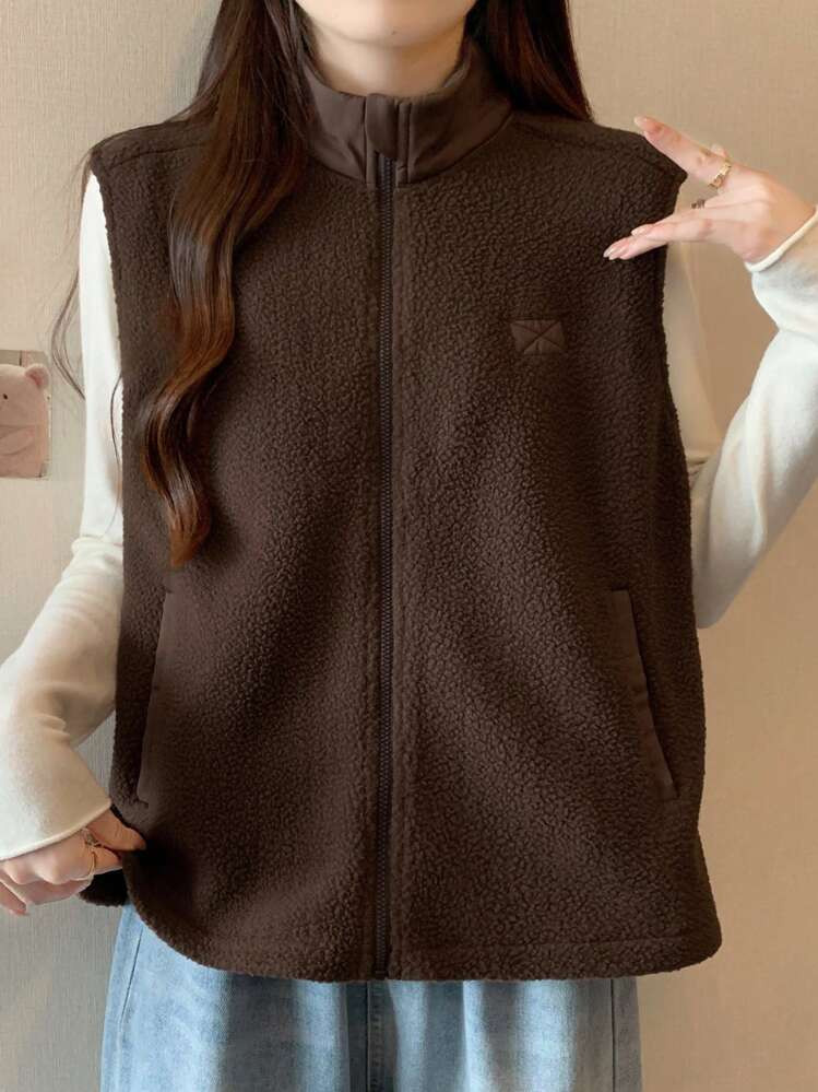 DAZY Women's Casual Solid Color Thermal Lined Loose Fit Vest, Autumn/Winter | SHEIN