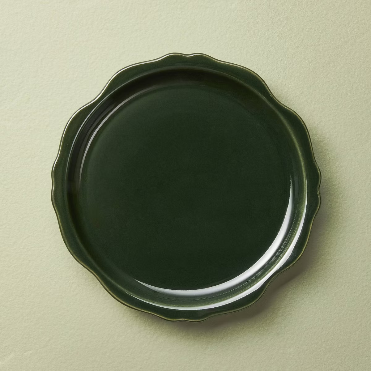 10.5" Stoneware Carved Ribbed Edge Dinner Plate Green - Hearth & Hand™ with Magnolia | Target