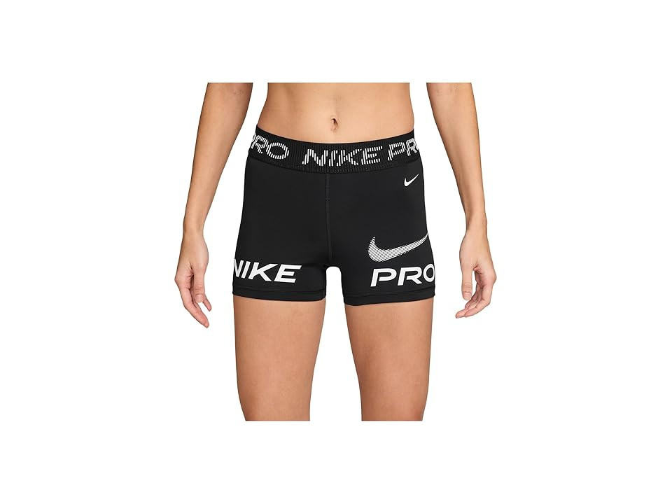 Nike Pro Mid-Rise 3 Biker Shorts Women's Shorts Black/White/White : LG (US 12-14) 3, Elastane/Polyester | Zappos
