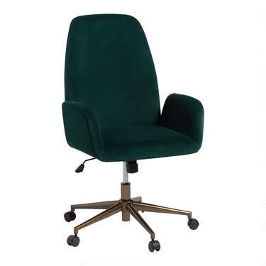 Dark Green Velvet Leighton Upholstered Office Chair | World Market