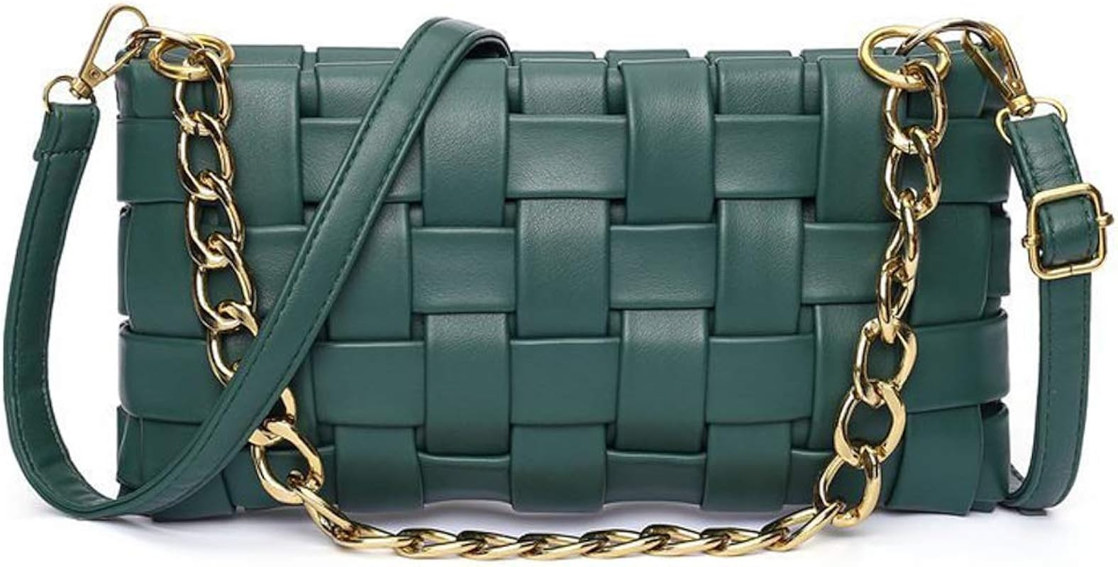 Women Woven Crossbody Evening Small Handbag Braided Shoulder Bag Weave Purse with Chain Messenger Ba | Amazon (US)