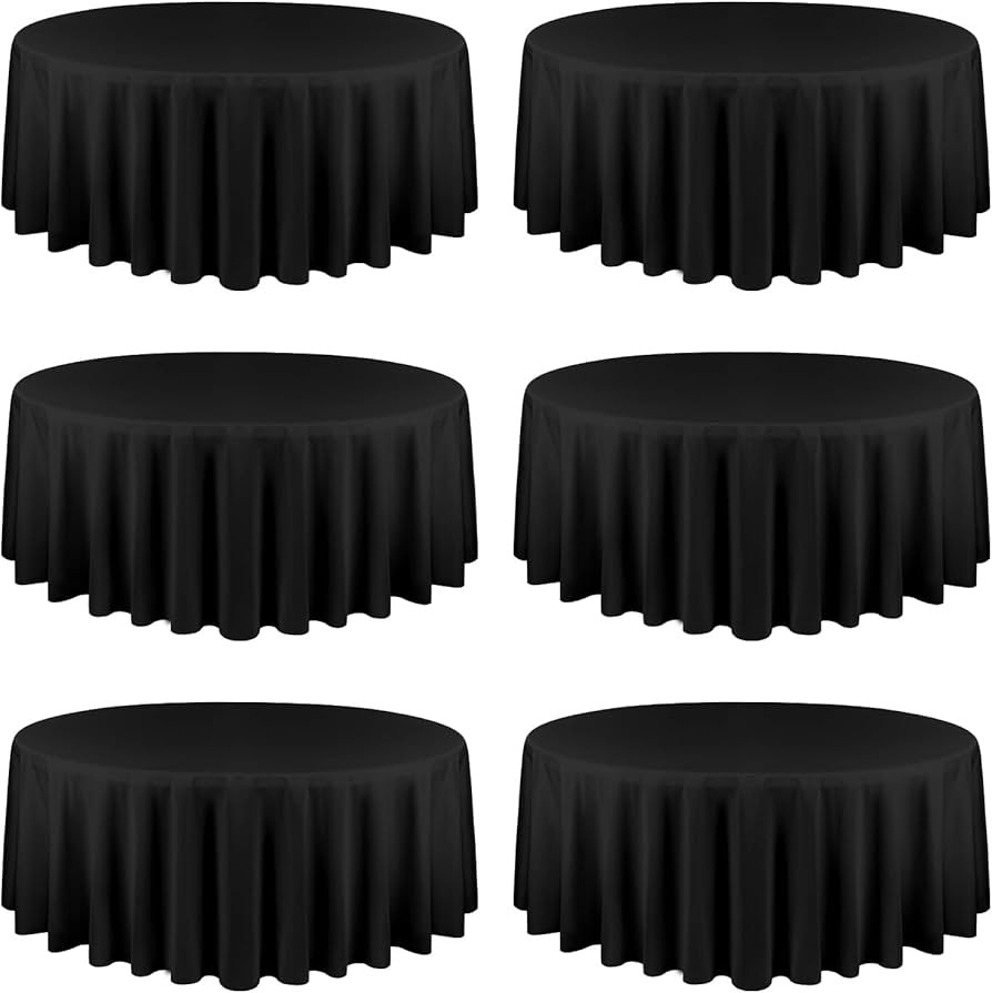 YMHPRIDE 6 Pack Round Tablecloth Black Table Cloths 120 Inch Polyester Round Table Cloth,Black Ta... | Amazon (US)
