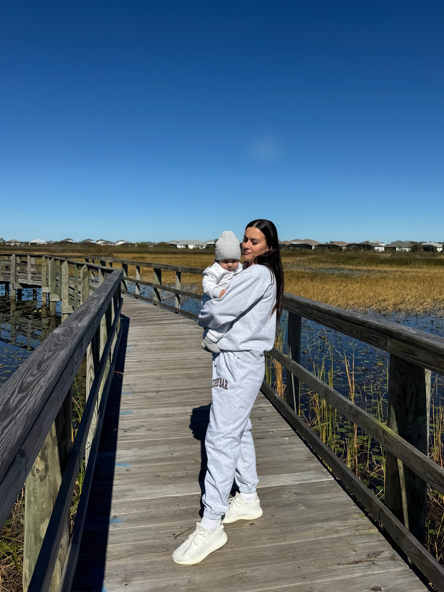 The bar tracksuit
Matching mama and baby
Yeezys 

#LTKSeasonal #LTKBaby