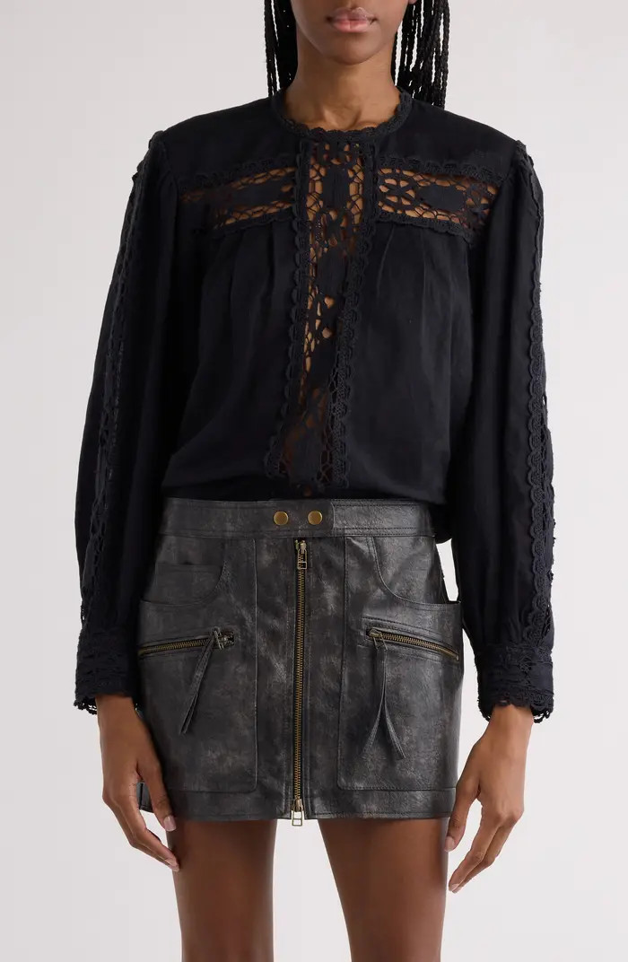 Isabel Marant Étoile Valmira Crochet Detail Linen & Cotton Top | Nordstromrack | Nordstrom Rack