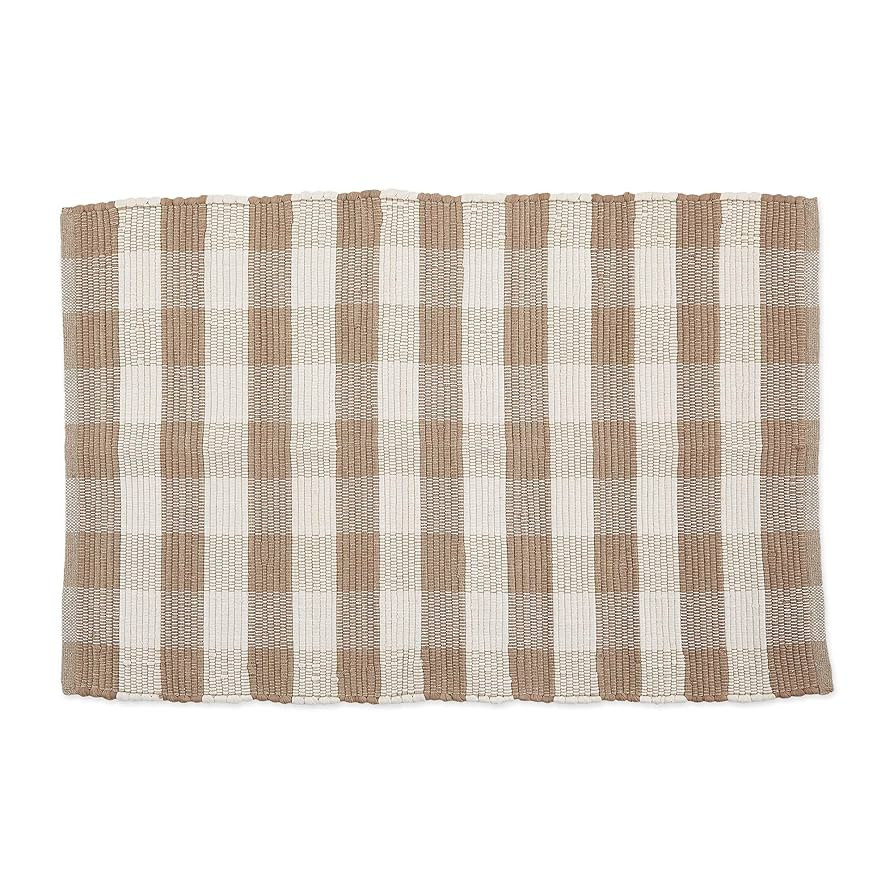 DII Buffalo Check Rug Collection, Hand Dyed Reversible Chindi Rug, 26x40, Stone/Cream | Amazon (US)