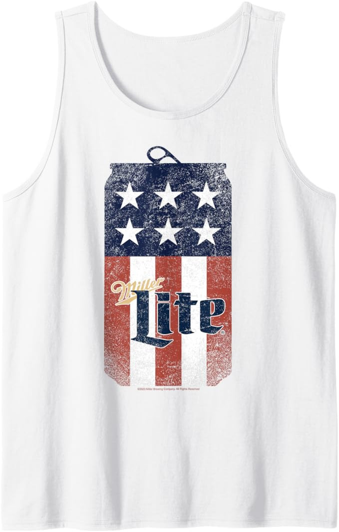 Coors Miller Lite Patriotic American Flag Can Tank Top | Amazon (US)