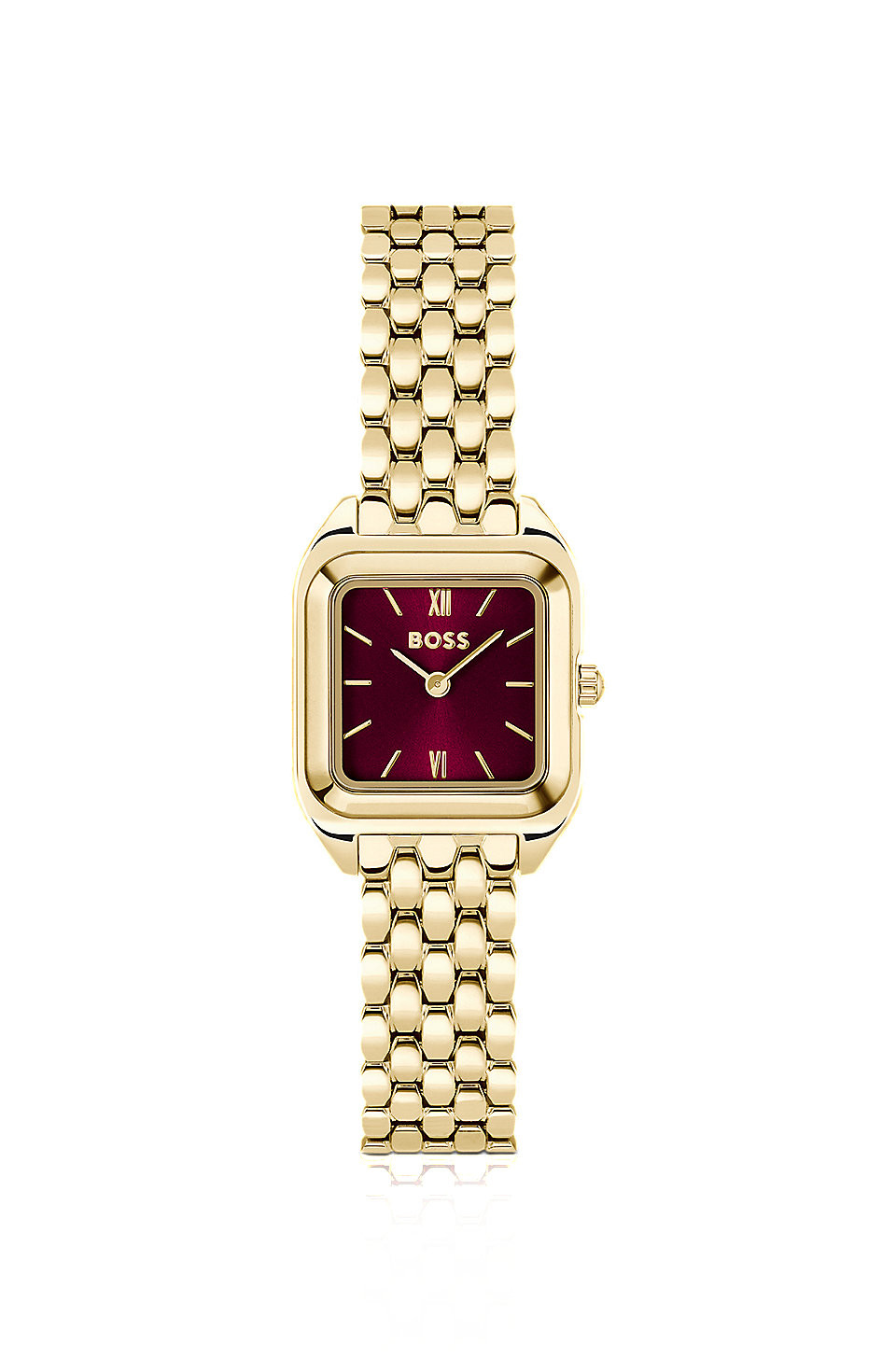 Mae burgundy-dial watch in gold-tone steel | Hugo Boss (US)