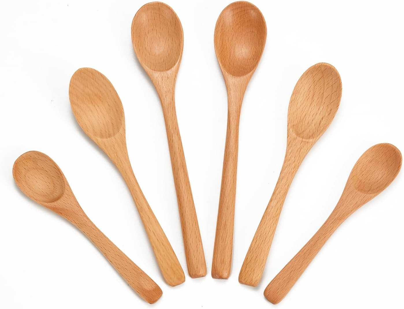 6PCS Small Wooden Spoons for Eating, 3 Sizes Wooden Teaspoons | Amazon (US)