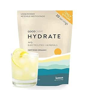 GOODONYA Hydrate Organic Electrolyte Powder, 5.6oz, 20 Servings - Minerals, Real Lemon Juice, Him... | Amazon (US)