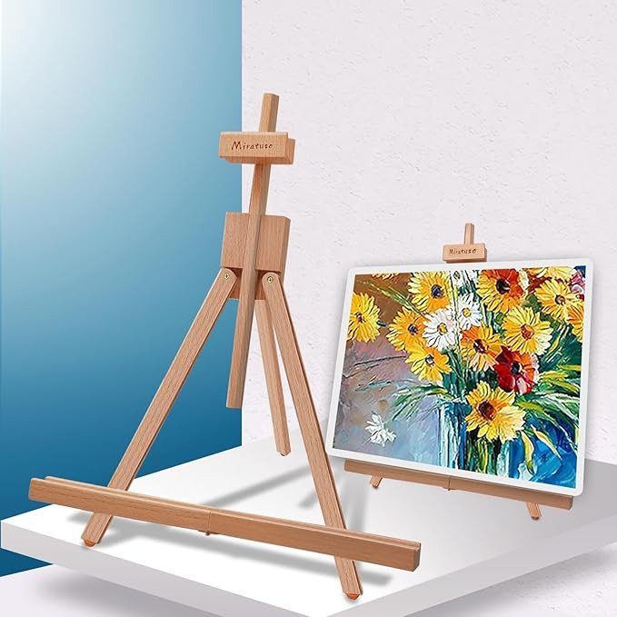 Miratuso Painting Easel, Folding Wooden Tabletop Easel Stand Holds Highest to 22" Canvas, Portabl... | Amazon (US)